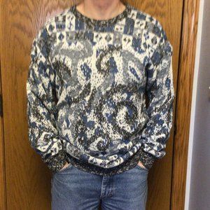 Jed - Men's Sweater Blue Black and White